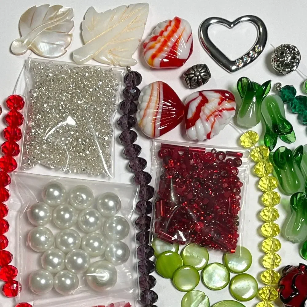 VTG - Now Jewelry Making Beads Glass Lampwork Crystal MOP Variety Colorful Lot